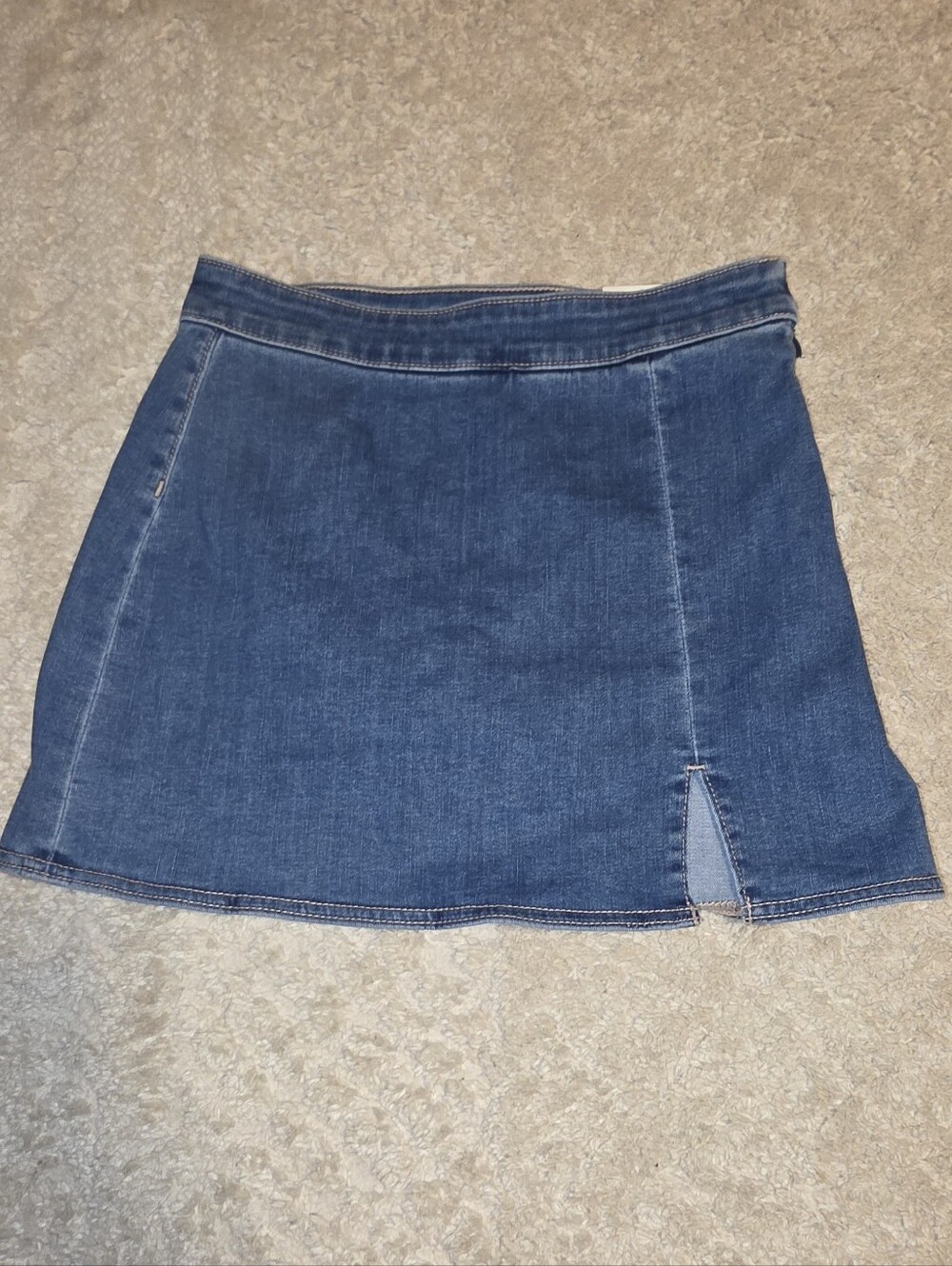 American Eagle Outfitters Dark Blue Denim Mini Skirt with Front Slit
